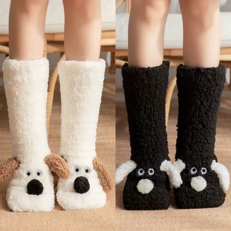 Chaussettes-chaussons d'intérieur en sherpa Cozy Puppy (2 paires) - Noir et blanc - EU36-43(US3-9) - image 0