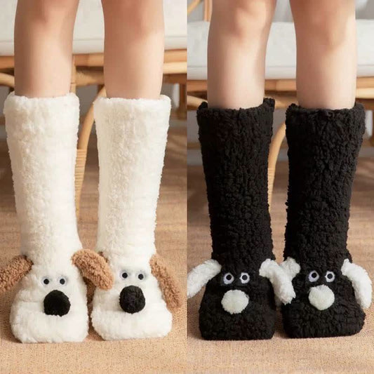 Chaussettes-chaussons d'intérieur en sherpa Cozy Puppy (2 paires) - Noir et blanc - EU36-43(US3-9) - image 0