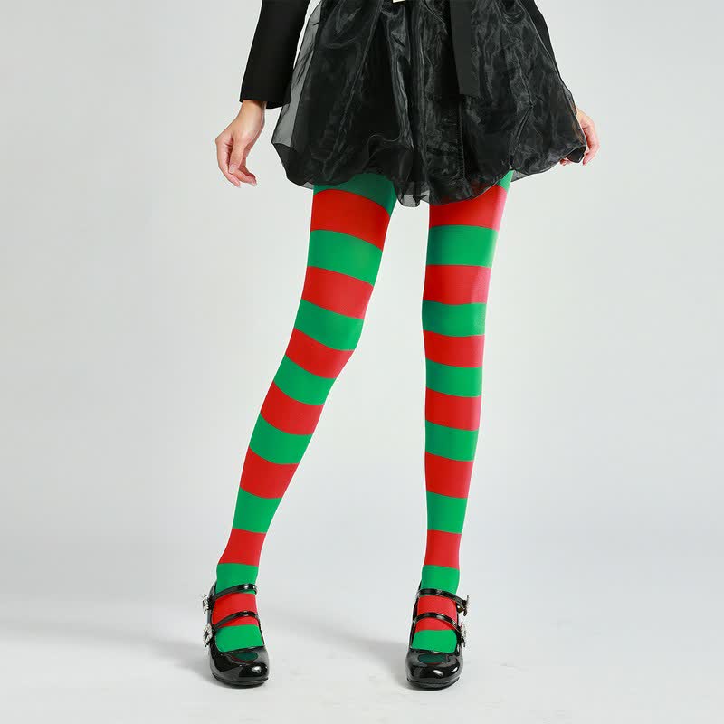 Collants à rayures gothiques d'Halloween (2 paires) - Vert - One Size - image 3
