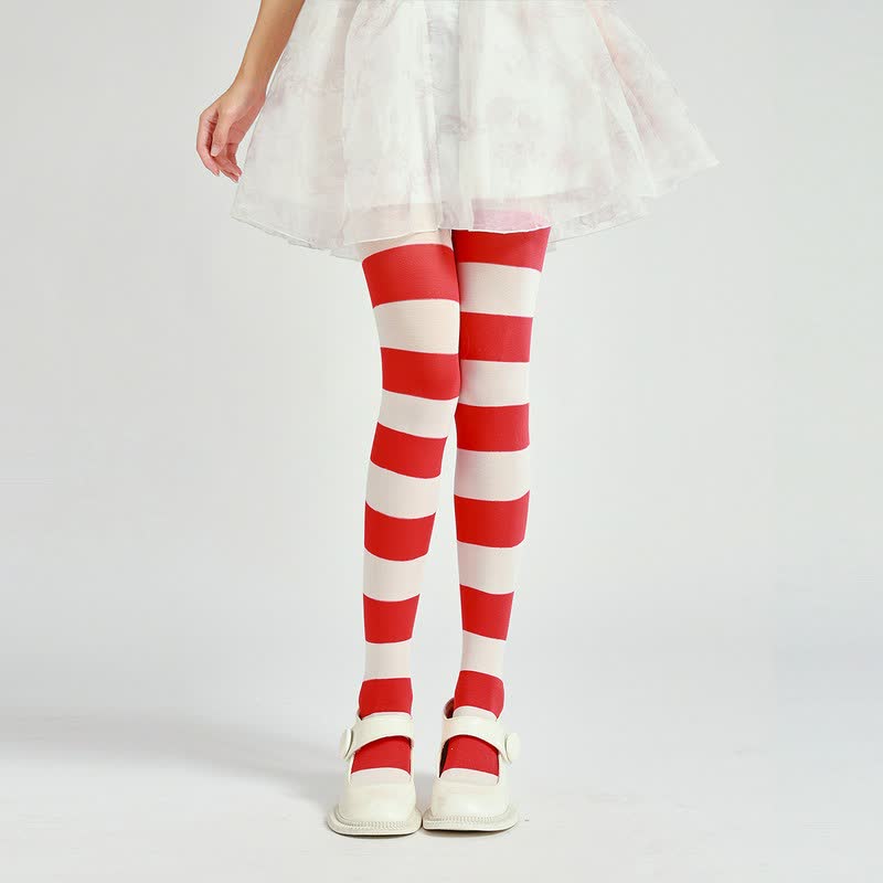 Collants à rayures gothiques d'Halloween (2 paires) - Rouge - One Size - image 1