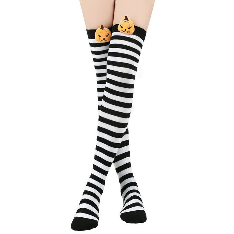 Chaussettes hautes citrouille d'Halloween (3 paires) - Blanc - One Size - image 7