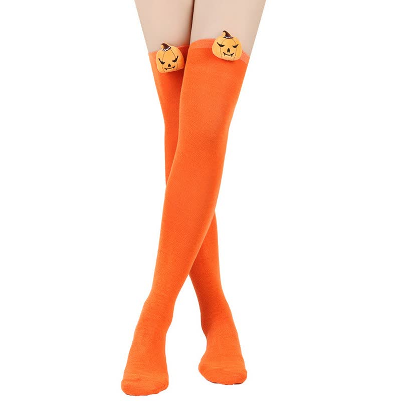 Chaussettes hautes citrouille d'Halloween (3 paires) - Orange - One Size - image 4
