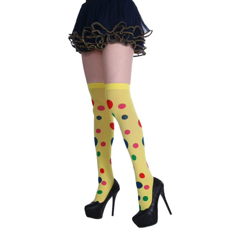 Chaussettes hautes à rayures en forme de cœur pour Halloween (2 paires) - Jaune - One Size - image 1