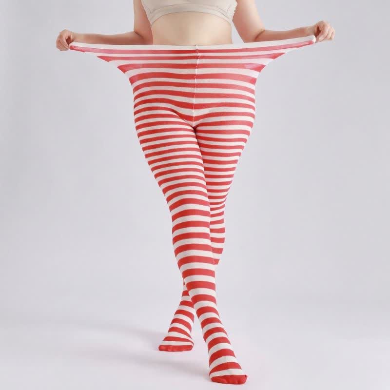 Collants à rayures Halloween taille haute avec pieds (2 paires) - Rouge - One Size - image 0