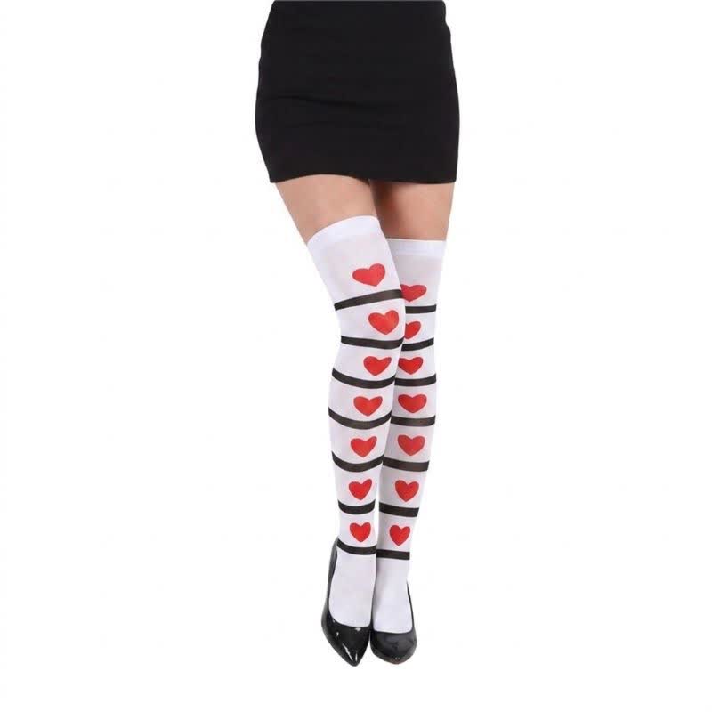 Chaussettes hautes à rayures en forme de cœur pour Halloween (2 paires) - Blanc - One Size - image 2