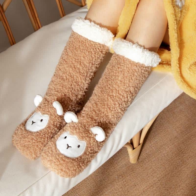 Chaussettes-chaussons en sherpa Cozy Sheep - Café - 42(US2-8) - image 2