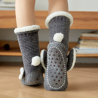 Chaussettes-chaussons douillettes doublées en polaire à motif lapin - image 5