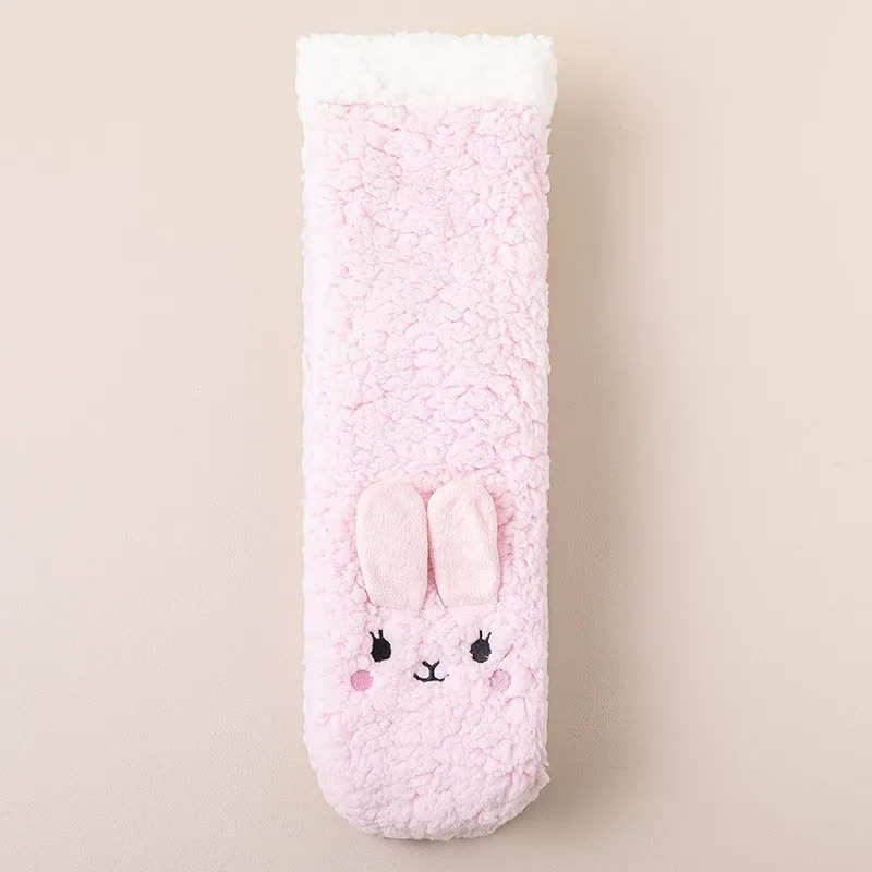Chaussettes-chaussons d'intérieur en peluche douce avec motif chat - Rose clair - UE36-39 (US3-5) - image 2