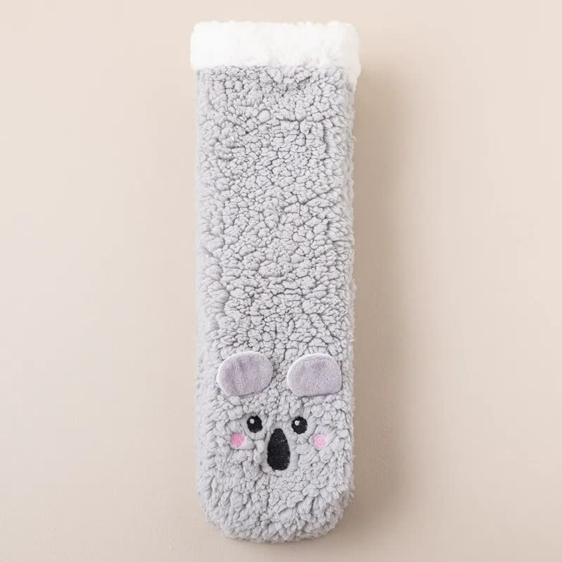 Chaussettes-chaussons d'intérieur en peluche douce avec motif chat - Gris clair - UE36-39 (US3-5) - image 4