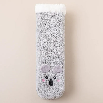 Chaussettes-chaussons d'intérieur en peluche douce avec motif chat - Gris clair - UE36-39 (US3-5) - image 4