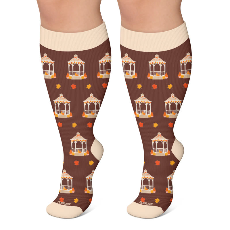 Chaussettes de compression fantaisie d'automne grandes tailles - Brun - 4XL - image 6