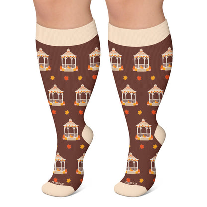 Chaussettes de compression fantaisie d'automne grandes tailles - Brun - 4XL - image 6