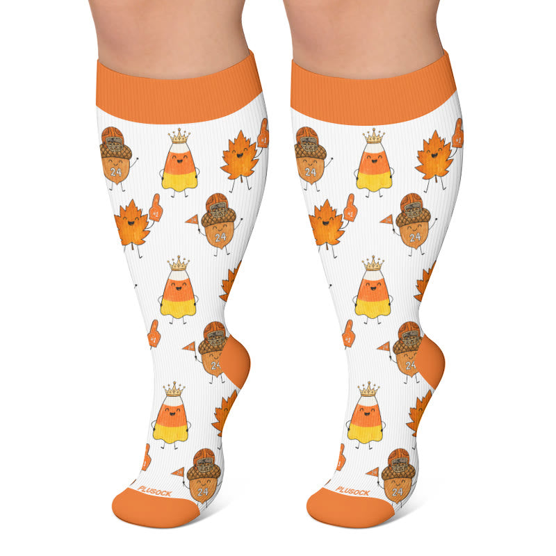 Chaussettes de compression fantaisie d'automne grandes tailles - Orange - 4XL - image 5