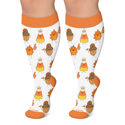 Chaussettes de compression fantaisie d'automne grandes tailles - Orange - 4XL - image 5