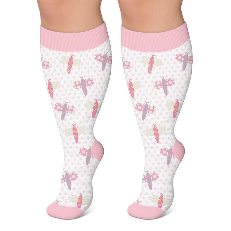 Chaussettes de compression grande taille Libellule Grenouille - Rose - 4XL - image 4