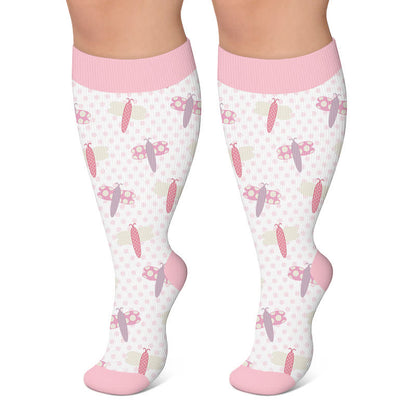 Chaussettes de compression grande taille Libellule Grenouille - Rose - 4XL - image 4