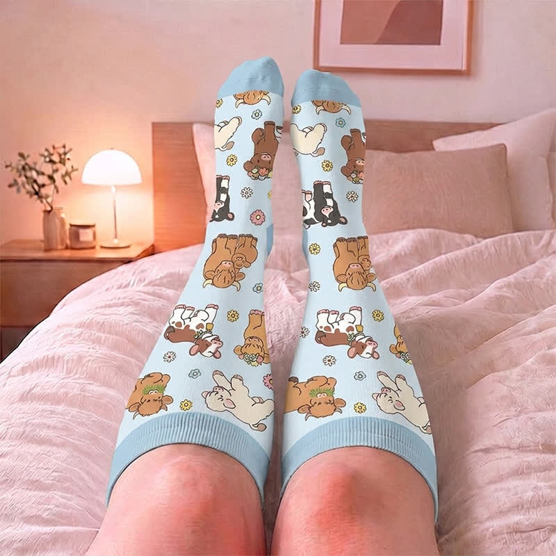 Chaussettes de compression grandes tailles à motifs animaux et fleurs - image 2