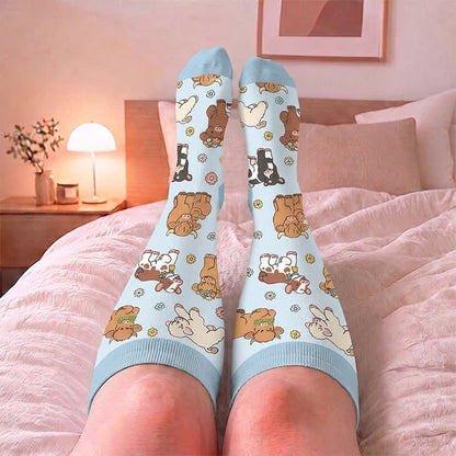 Chaussettes de compression grandes tailles à motifs animaux et fleurs - image 2