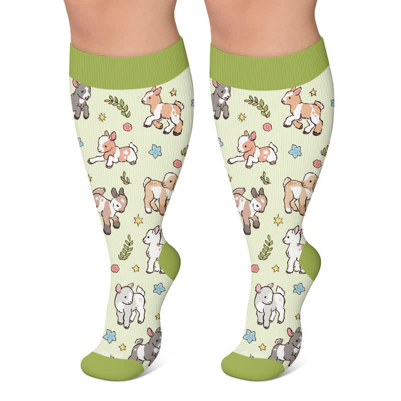 Chaussettes de compression grandes tailles à motifs animaux et fleurs - Vert - 4XL - image 5