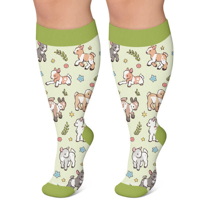 Chaussettes de compression grandes tailles à motifs animaux et fleurs - Vert - 4XL - image 5
