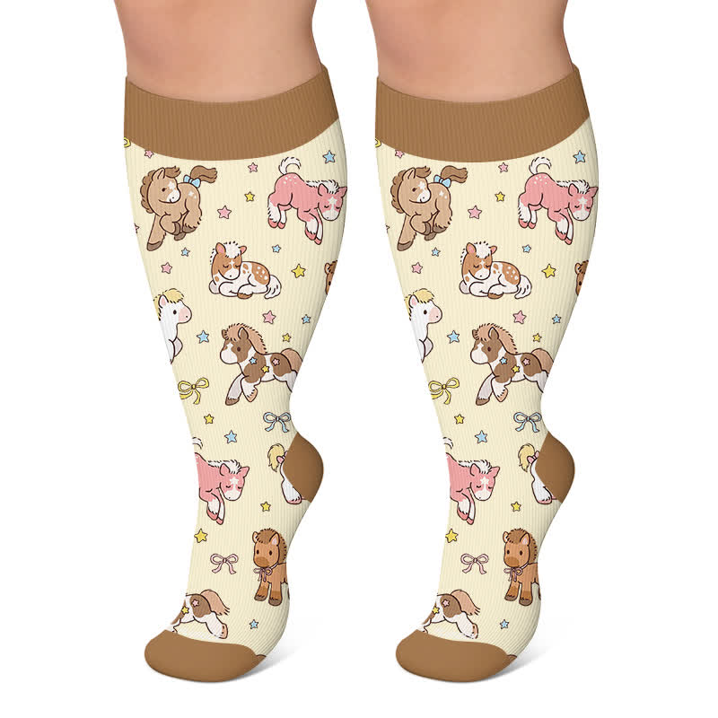 Chaussettes de compression grandes tailles à motifs animaux et fleurs - Abricot - 4XL - image 6
