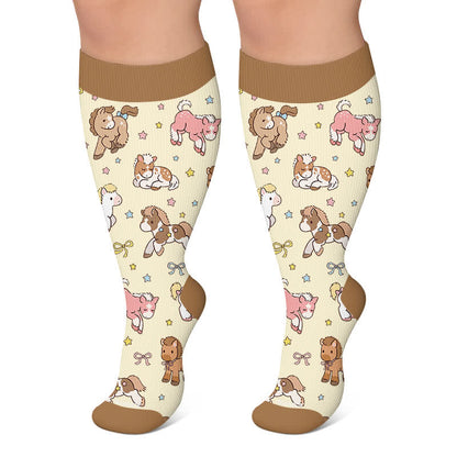 Chaussettes de compression grandes tailles à motifs animaux et fleurs - Abricot - 4XL - image 6