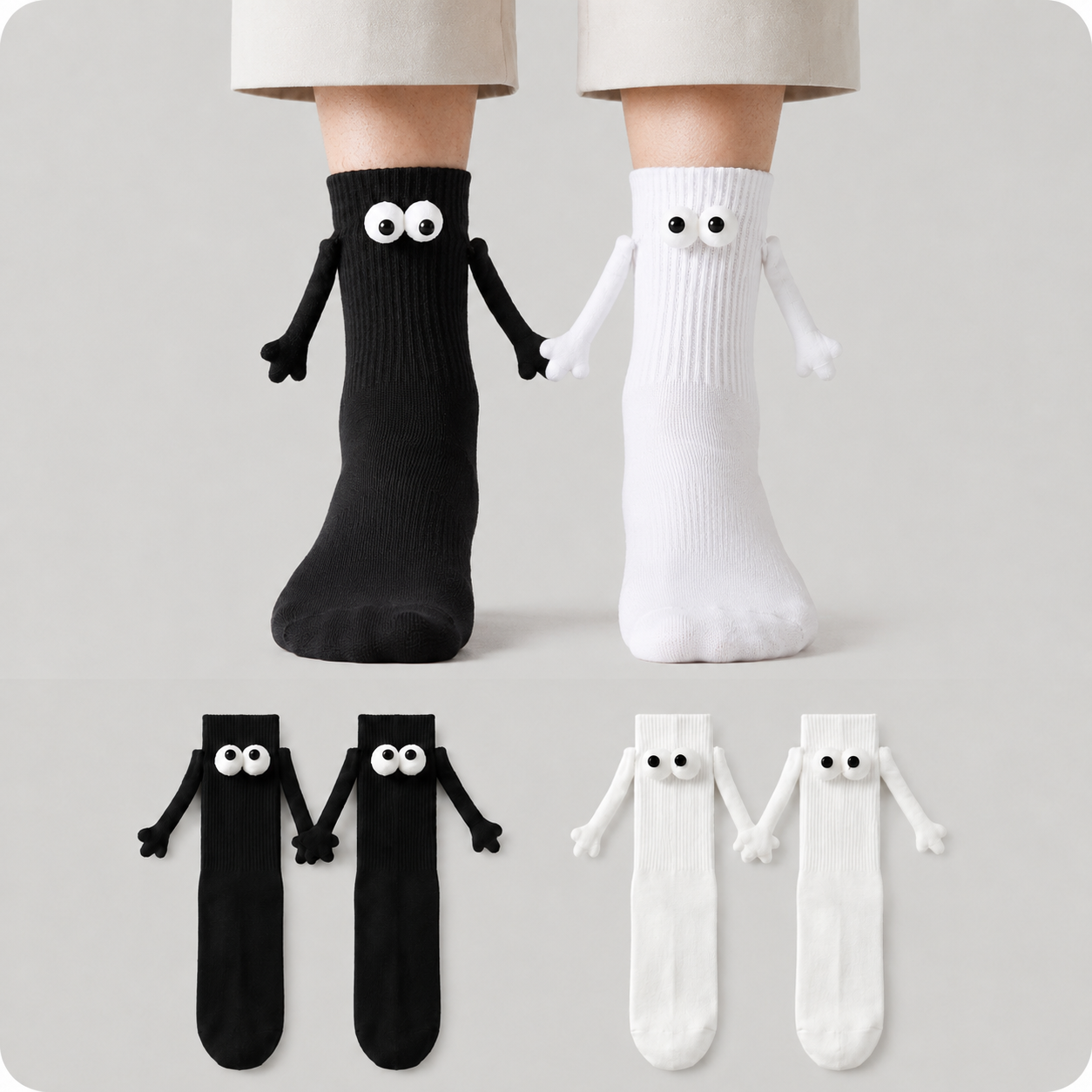 Chaussettes magnétiques ludiques en forme d'œil 3D (2 paires) - image 0