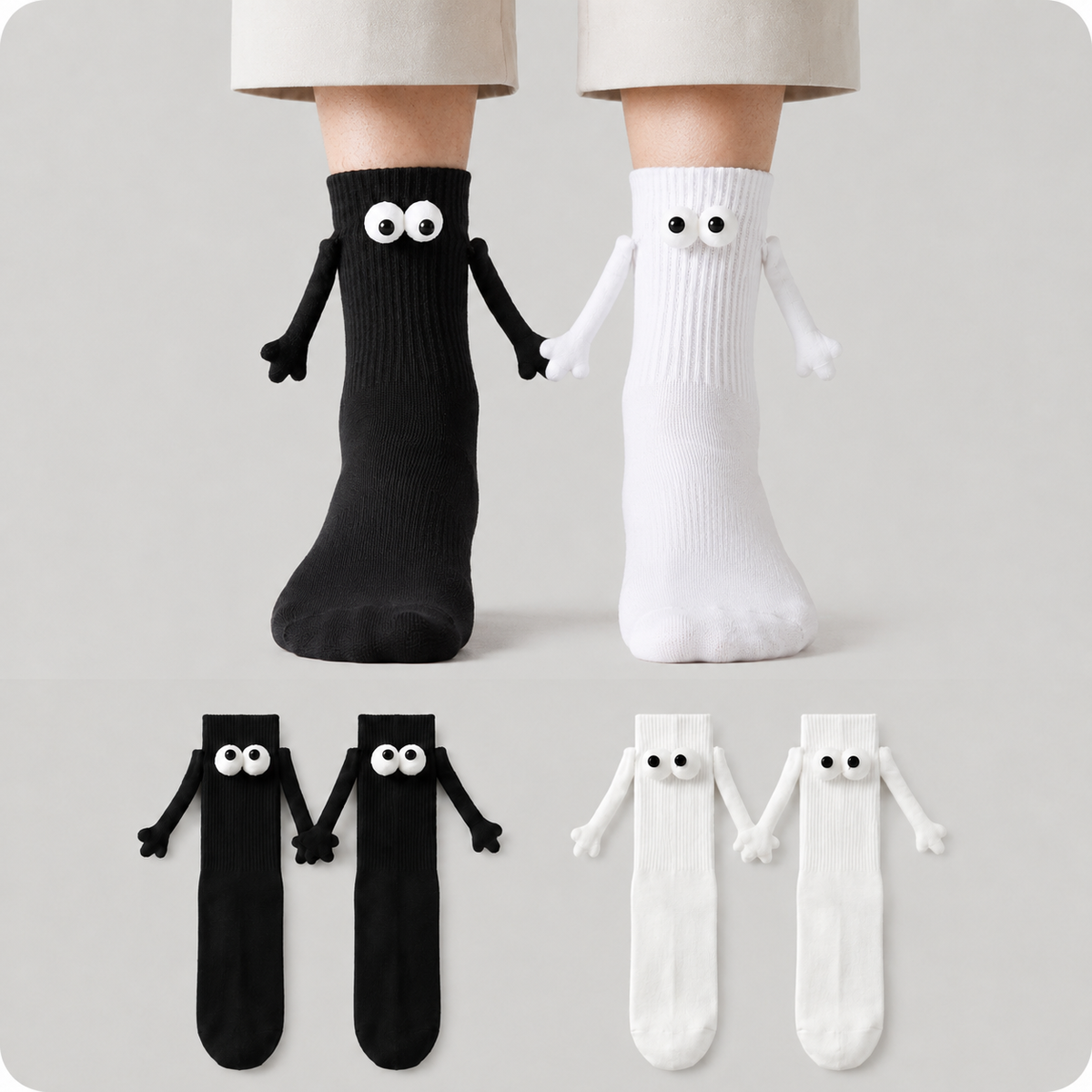 Chaussettes magnétiques ludiques en forme d'œil 3D (2 paires) - image 0