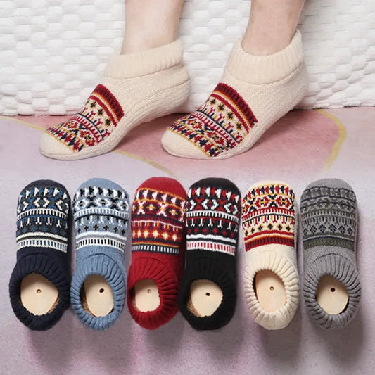 Chaussettes-chaussons d'hiver confortables en tricot nordique - image 0