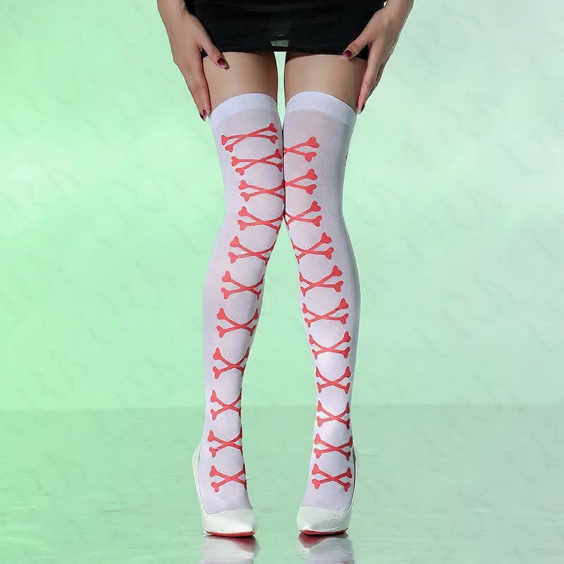 Chaussettes hautes blanches transparentes pour Halloween (4 paires) - B - UE36-43 (US3-9) - image 2