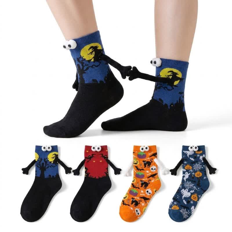 Chaussettes d'Halloween effrayantes à motif œil 3D (4 paires) - A+B+C+D - UE36-43 (US3-9) - image 0