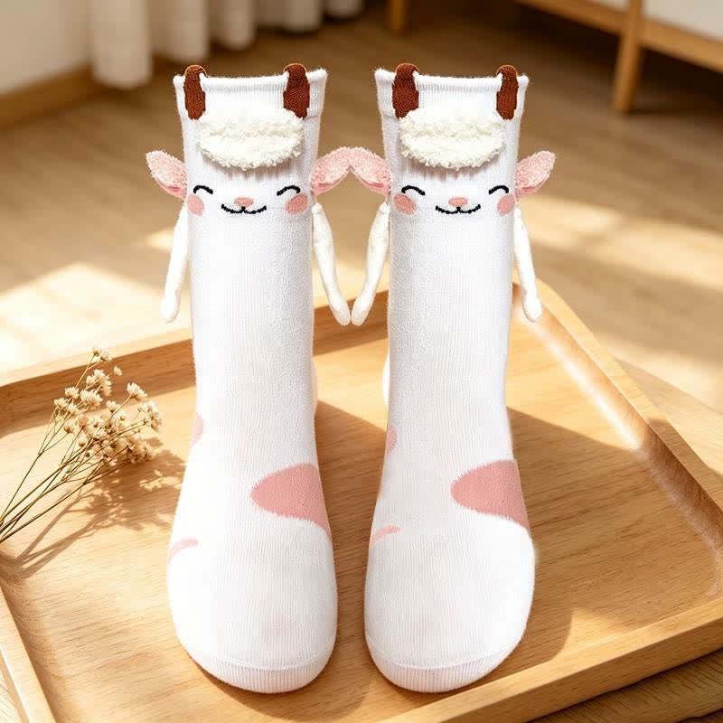 Chaussettes mi-mollet confortables avec motif animal tenant une main (2 paires) - G - EU36-41 (US3-8) - image 7