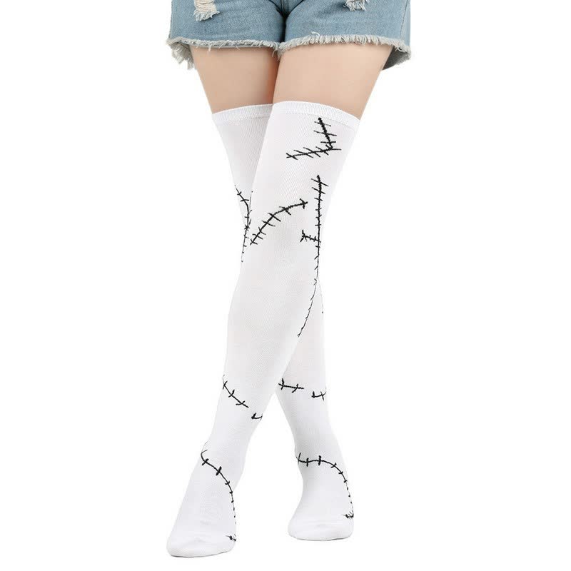Chaussettes hautes imprimées cousues (3 paires) - Noir - UE36-43 (US3-9) - image 2