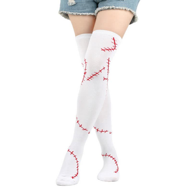 Chaussettes hautes imprimées cousues (3 paires) - Rouge - UE36-43 (US3-9) - image 0