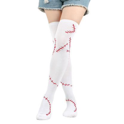 Chaussettes hautes imprimées cousues (3 paires) - Rouge - UE36-43 (US3-9) - image 0
