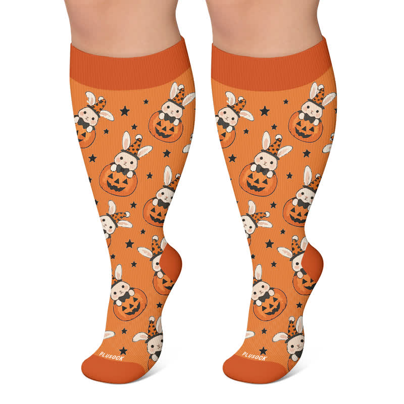 Chaussettes de compression grande taille tête de mort citrouille lapin - Orange - 4XL - image 6