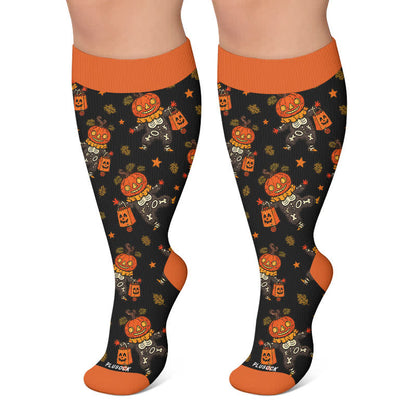 Chaussettes de compression grande taille tête de mort citrouille lapin - Noir - 4XL - image 5
