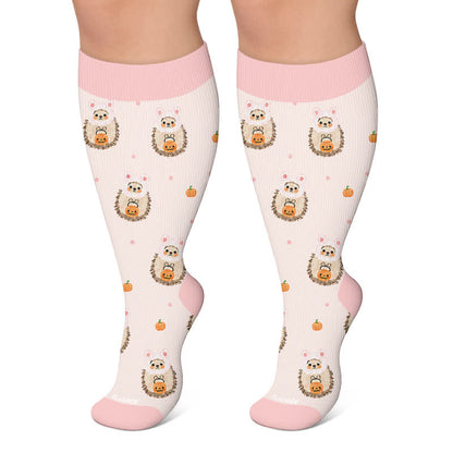 Chaussettes de compression Pumpkin Witch grande taille - Rose - 4XL - image 4