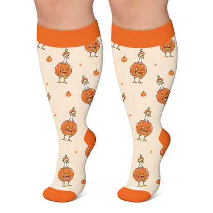 Chaussettes de compression Pumpkin Witch grande taille - Orange - 4XL - image 6