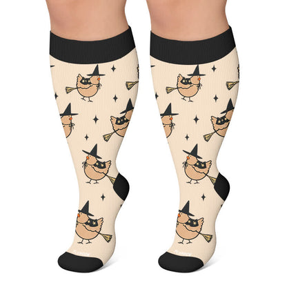 Chaussettes de compression Pumpkin Witch grande taille - Abricot - 4XL - image 5
