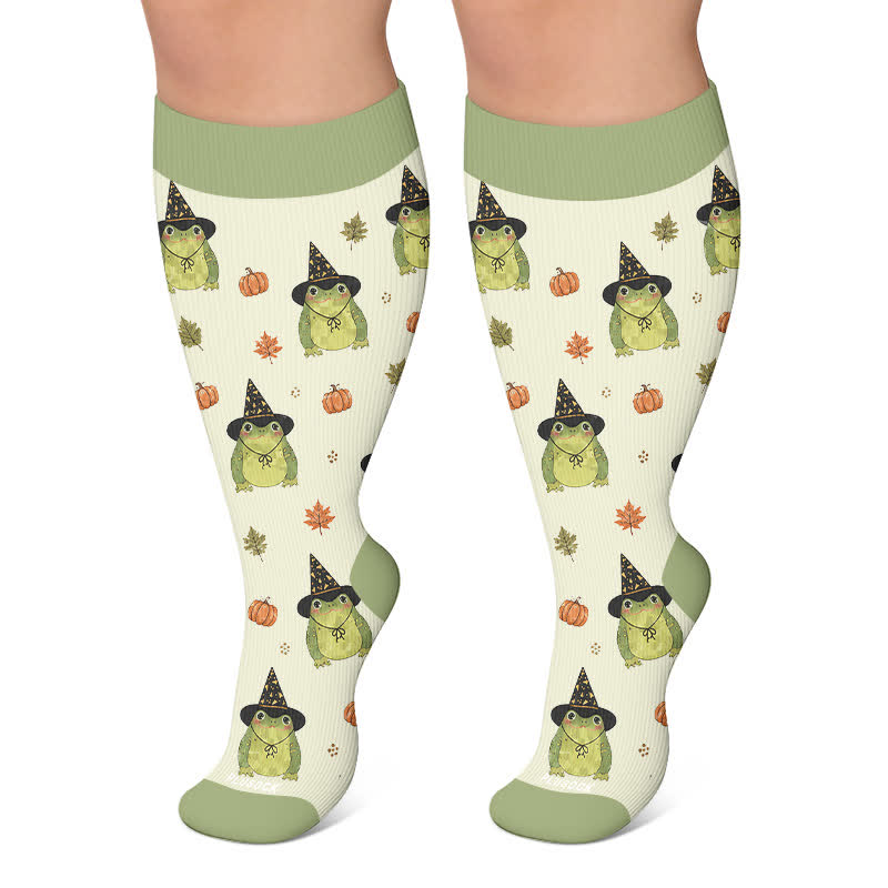 Chaussettes de compression grenouille Halloween grande taille - Vert - 4XL - image 4