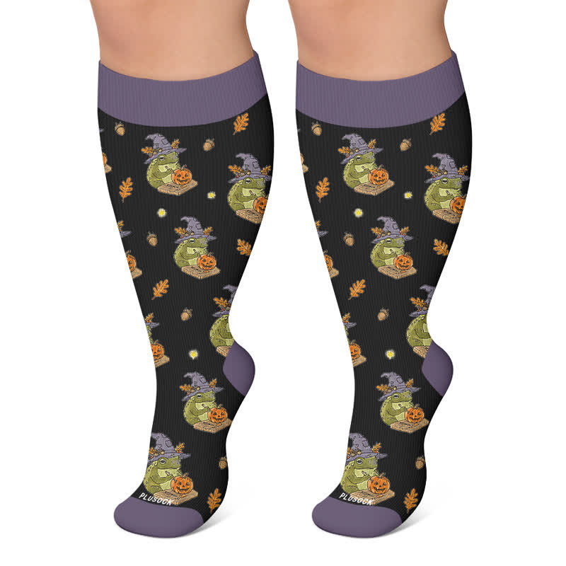 Chaussettes de compression grenouille Halloween grande taille - Noir - 4XL - image 5