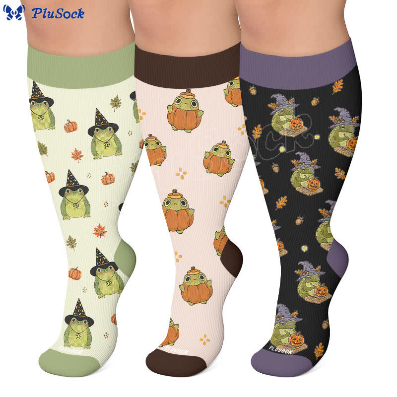 Chaussettes de compression grenouille Halloween grande taille - image 0