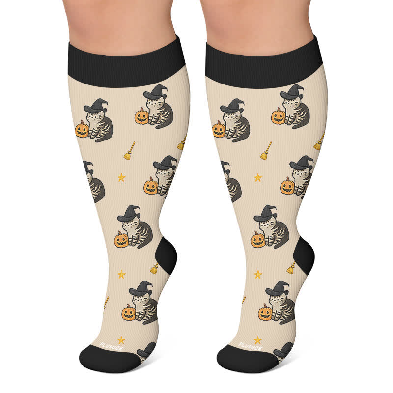 Chaussettes de compression grande taille pour sorcières, chats et lapins - Kaki - 4XL - image 4
