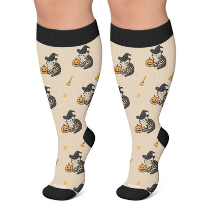 Chaussettes de compression grande taille pour sorcières, chats et lapins - Kaki - 4XL - image 4