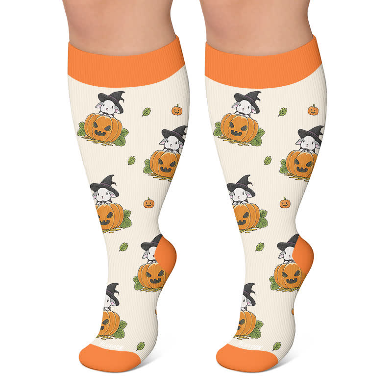 Chaussettes de compression grande taille pour sorcières, chats et lapins - Beige - 4XL - image 5