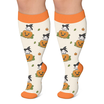 Chaussettes de compression grande taille pour sorcières, chats et lapins - Beige - 4XL - image 5