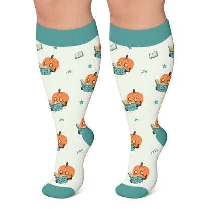 Chaussettes de compression grande taille pour sorcières, chats et lapins - Bleu - 4XL - image 6