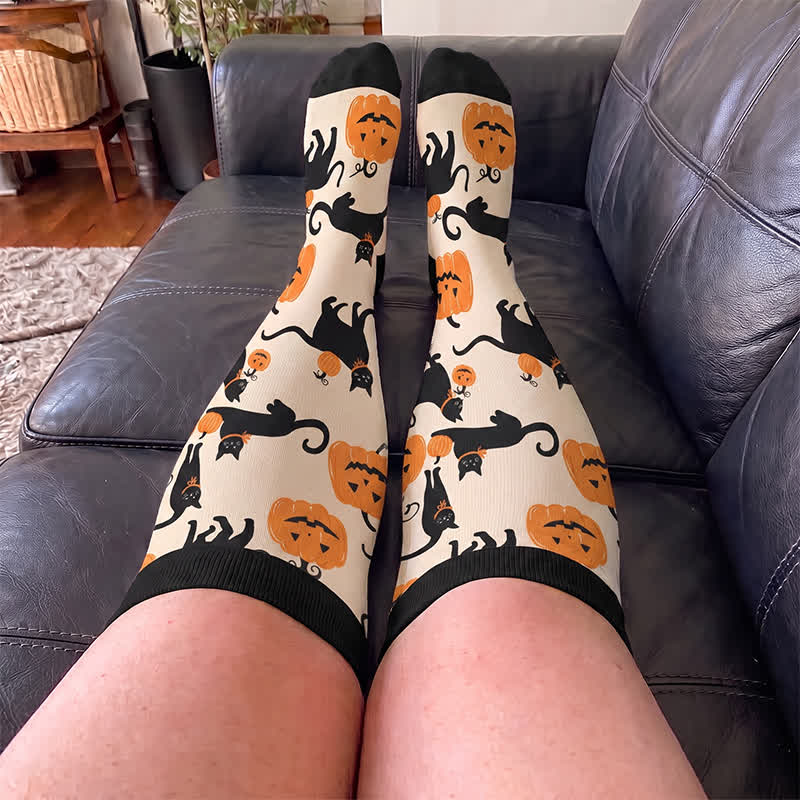 Chaussettes de compression grande taille Ghost Witch Black Cat - image 2