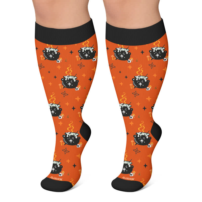 Chaussettes de compression grande taille Ghost Witch Black Cat - Orange - 4XL - image 6
